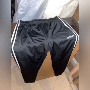 Adidas Men's Essential Fleece Pants L Black Sweatpants Joggers Tapered 3 Stripe